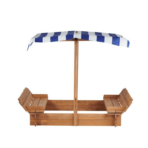 46 Inches Wooden Sandbox With 2 Foldable Benches, 46 Inches Wooden Sandbox With 2 Foldable Benches,